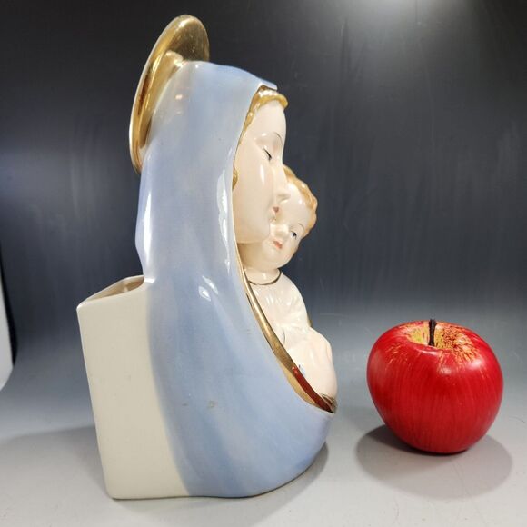 LG ArtMark Madonna Head Vase Planter Mary Baby Jesus Nativity Art Mark Japan - Picture 2 of 10